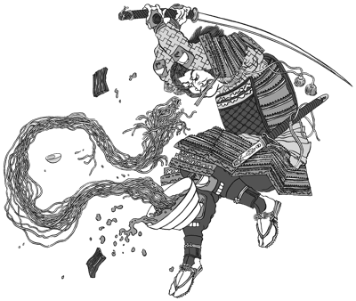 Tatsu Ramen samurai brand illustration